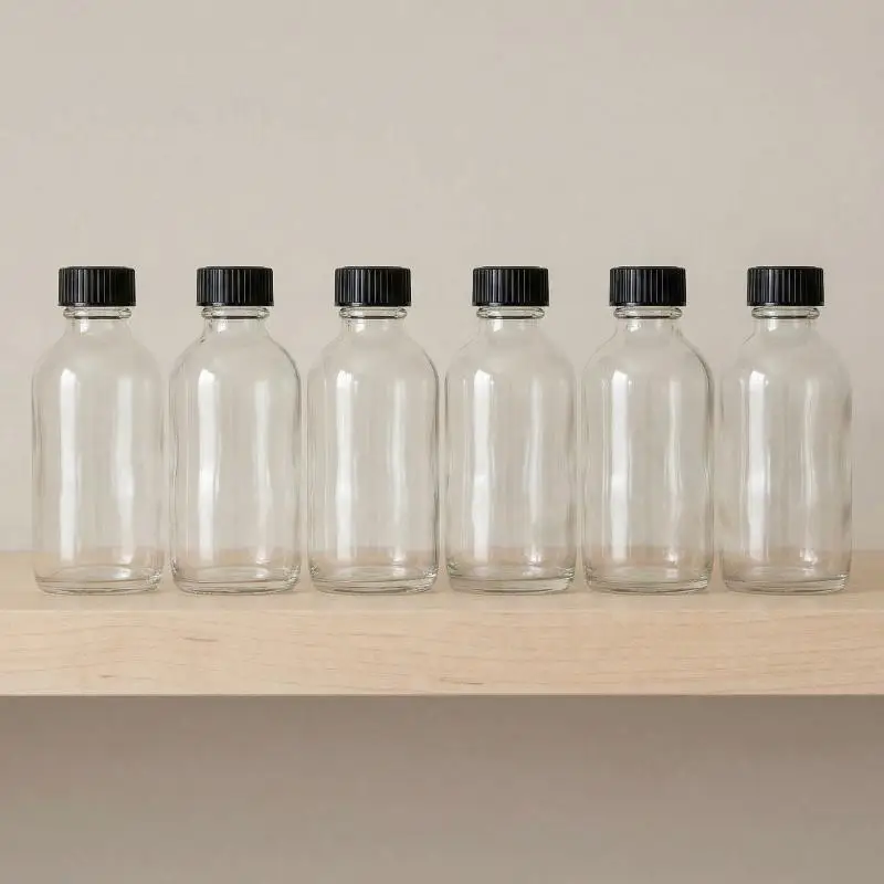 12Pc Glass Bottles With Lids & 3 Funnels - 60/120Ml Bottles 2/4 Oz Clear For Juice Ginge