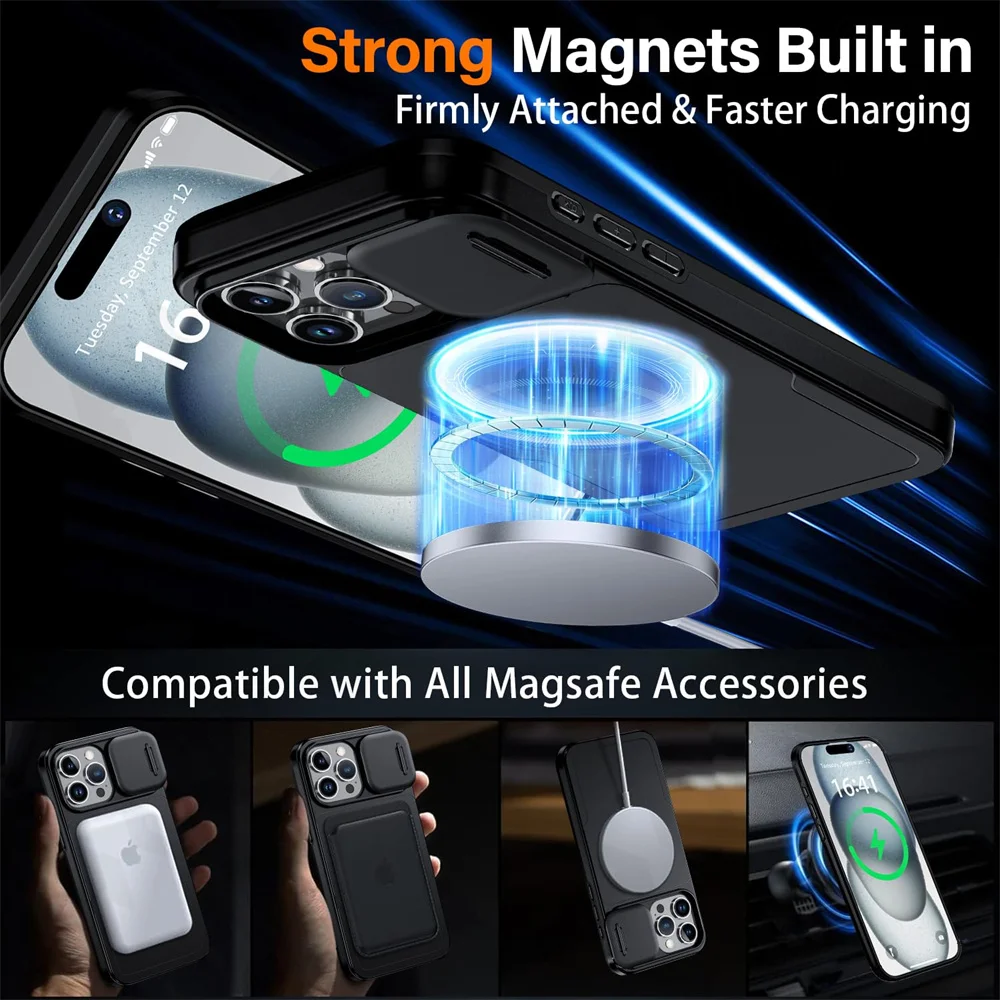 Case For iPhone 16 15 14 13 12 11 Pro XS Max Plus XR 8 7 Plus Magnetic Ring Shockproof Stand 360°Rotatable Drop Protection Cover