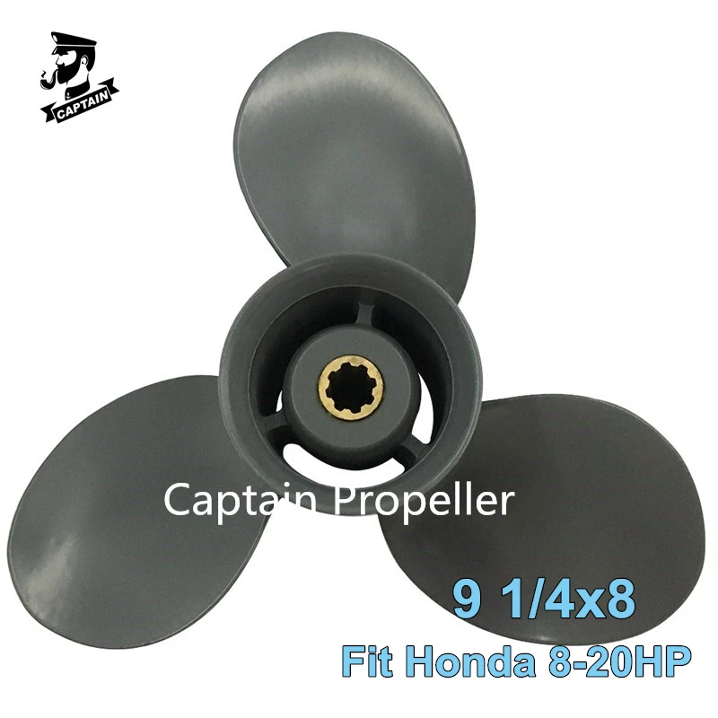 Captain Boat Propeller 9 1/4X8 Fit Honda Outboard Engine 8HP 9.9HP 5HP 20HP 8 Tooth Spline RH Honda Aluminum Propeller 3 Blades