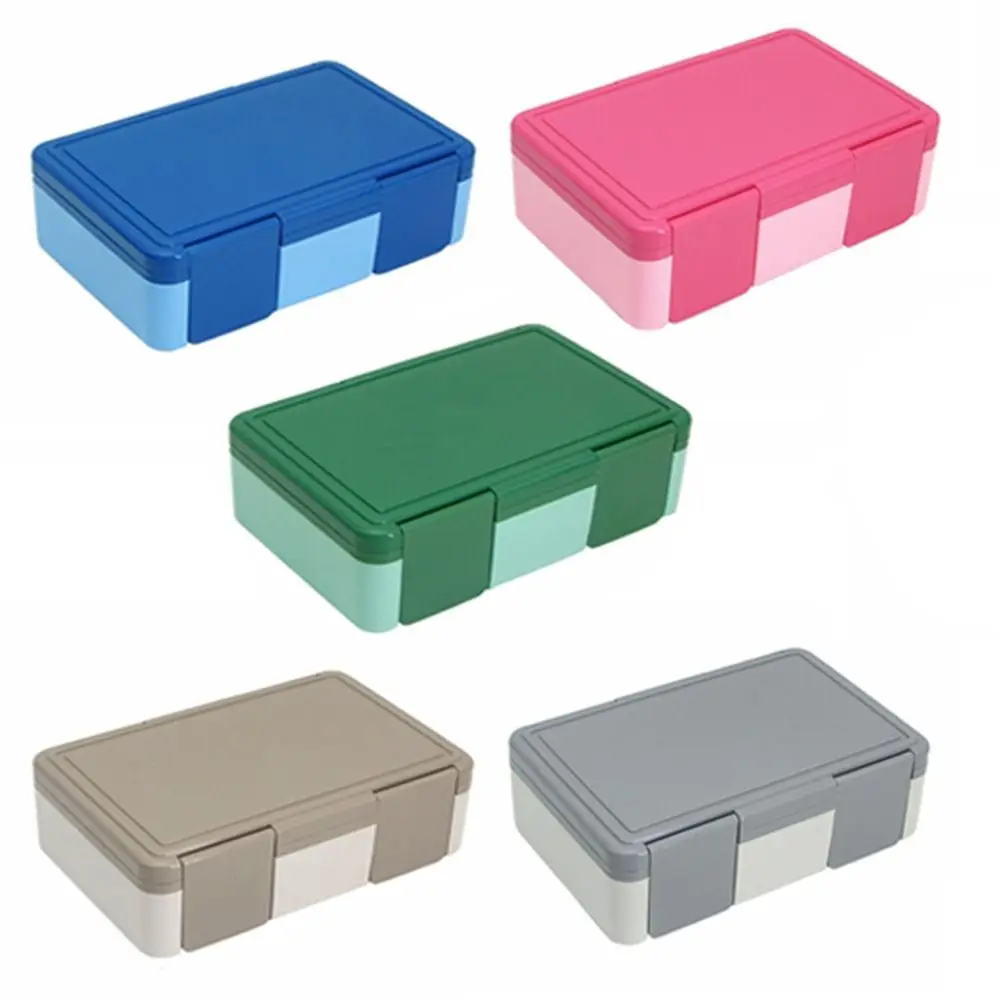 1450ml Children's Lunch Box Insulated Double-Wall Student Food Containers 4 Compartment Square Outdoor Picnic Box Utensils