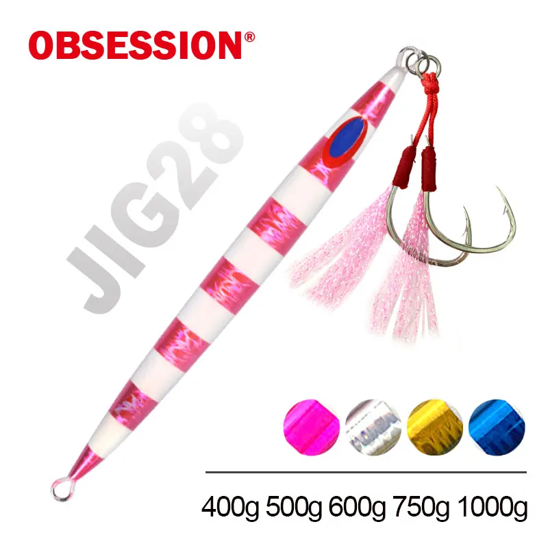 OBSESSION 400g 500g 600g 750g 1000g Japan Quality Big Game Metal Jig Lure Luminous Vertical Jigging Artifical Fishing Lure Isca