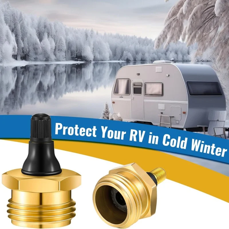 1 Juego de enchufe de soplado para caravana, autocaravanas duraderas y eficientes, conexión rápida de latón, ayuda a limpiar las líneas del agua en accesorios para vehículos recreativos