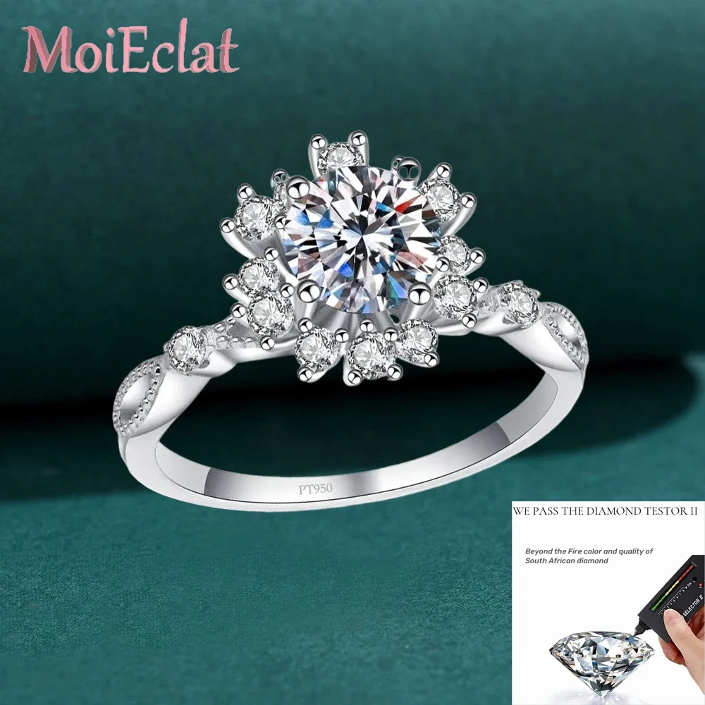 

Романтическое обручальное кольцо, платина Pt950, кольцо с бриллиантом в форме цветочного бутона 0.5/1 карат, муассанит, для женщин, на День святого Валентина