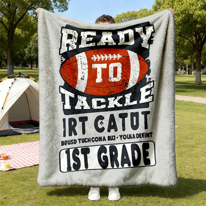 First Grade Football Soft Blanket: Back To School Warm Blanket Cozy Blanket
