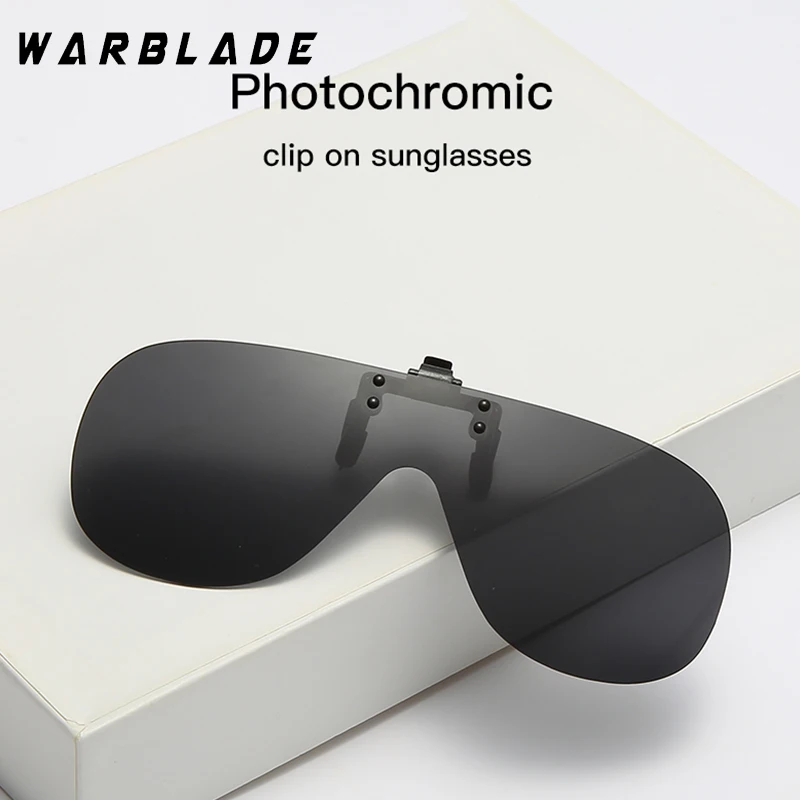 

WarBLade Men Women Polarized Clip-on Sunglasses Flip Up Rimless Sunglasses Photochromic Clip On Sun Glasses For Driving Fishing