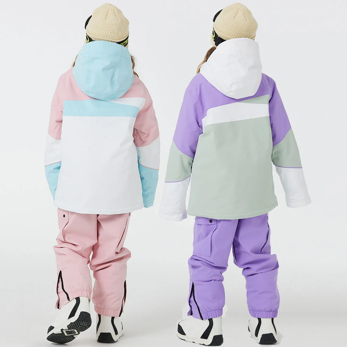 Traje de esquí para niños, conjunto de chaqueta con capucha y pantalones para snowboard, impermeable, transpirable, cálido, a prueba de viento, Invierno