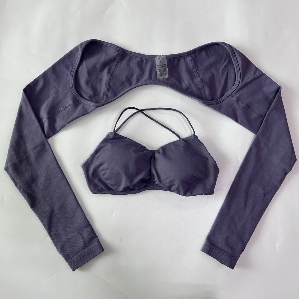 Pericic Langarm-Shrug-BH, schweißabsorbierend, schnelltrocknend, offener Rücken, hohe Elastizität, Daumenlöcher, Sport-, Lauf-, Fitness-, Yoga-Top – Detail 8