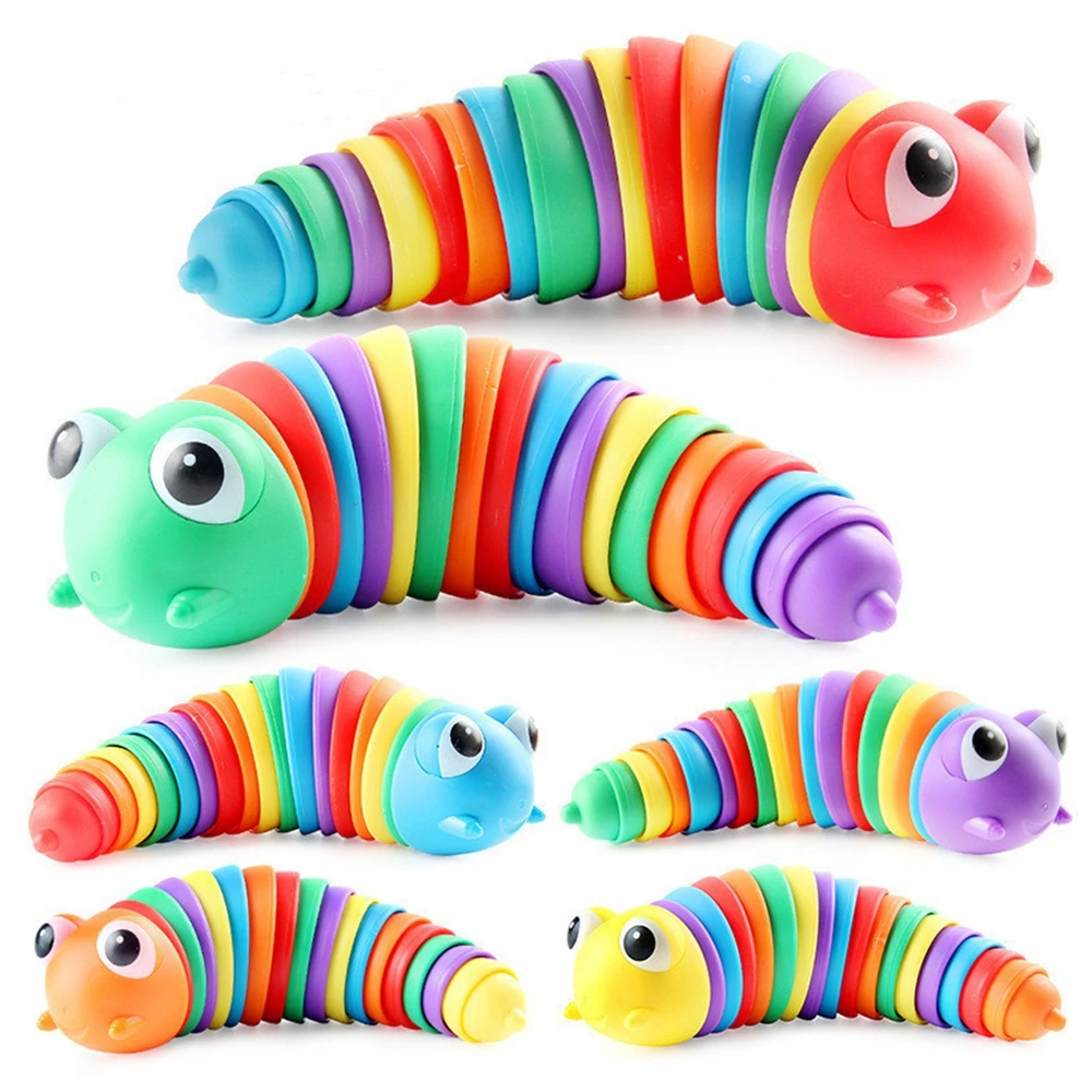 

New 3D Fidget Slug Toy Colorful Flexible Twist Slug Toys Stress Relief Portable Slug Fidget Toy Kids