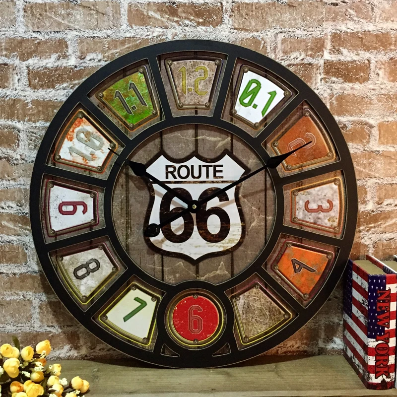 Retro Loft Style Wall Clock, Creative Bar and Restaurant Decor, American Country Hanging Clock,  Vintage Wall Timepiece