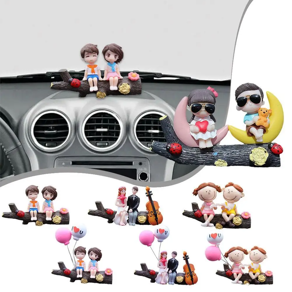 

Car Decoration Cartoon Cute Couples Action Figure Figurines Balloon Ornament Auto Interior Dashboard Accessories for Girls Gifts