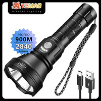 YEMAO 98K 21700 battery Rechargeable Tactical Flashlight USB-C 2800Lm LED Torch Buck Driver Throw 900M IP64 Waterproof