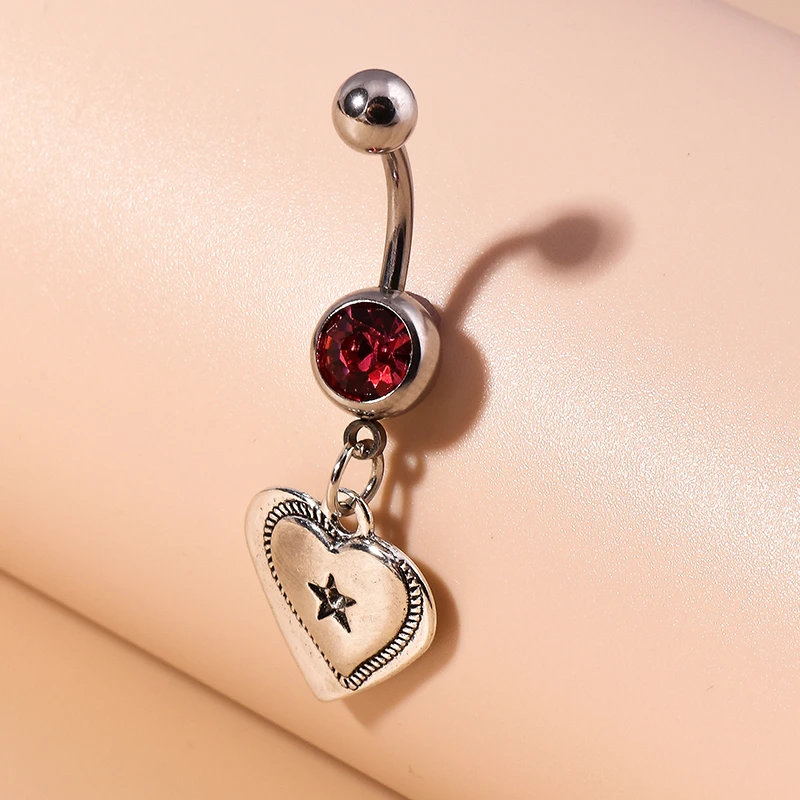 Cute Love Heart Belly Button Rings Navel Rings Sexy Piercing Body Jewelry for Women Girls Party Holiday Jewelry Accessories