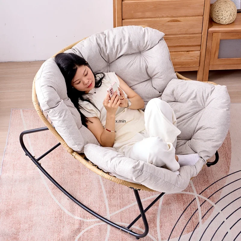 Home casual simple modern rattan rocking chair adult reclining chair living room balcony lazy sofa   디자인의자  диван для балкона