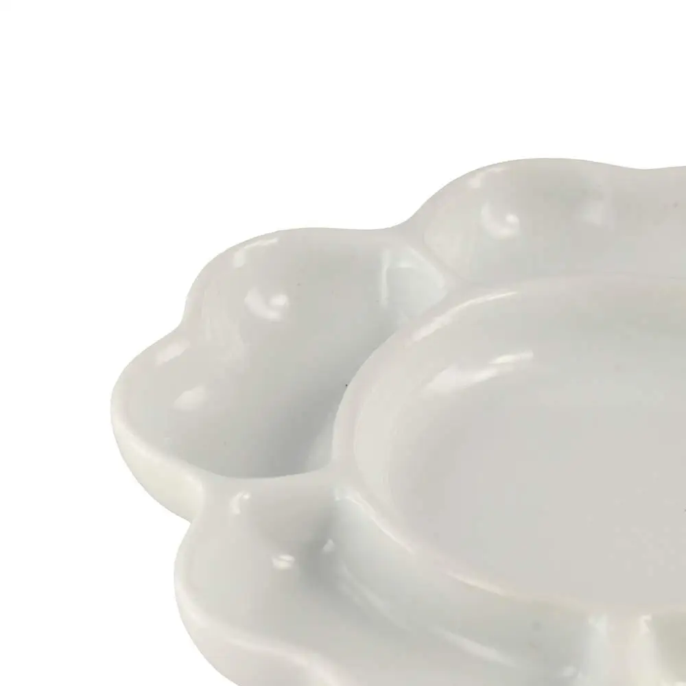 Baki Palet Cat Keramik Piring Cat Plum Blossom Portabel Putih Lukisan Palet Porselen Berbentuk Bunga Tahan Lama