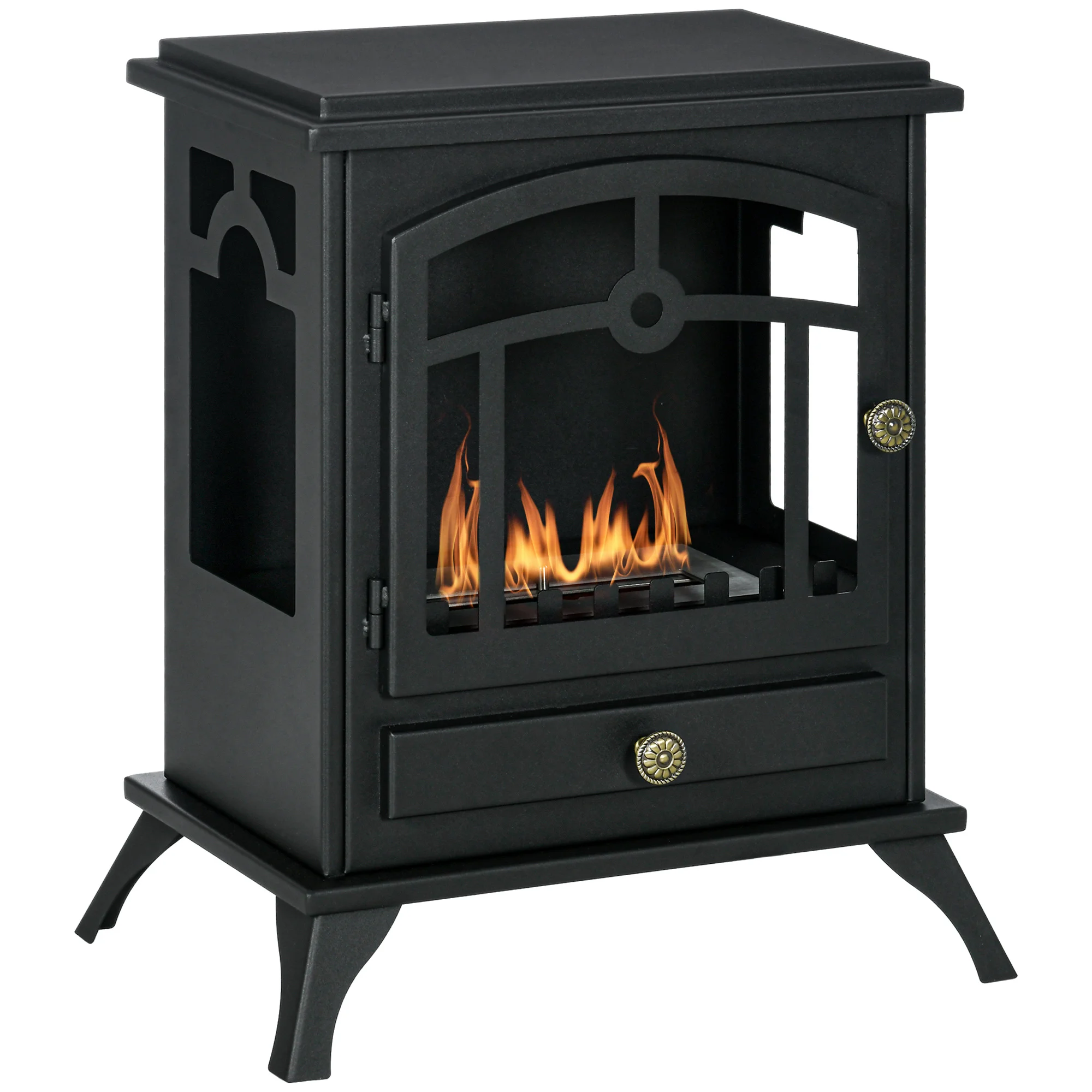 HOMCOM bioethanol fireplace with tank 1,2 L 45x28x54 cm black