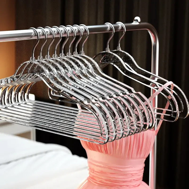 

New Ins 10pcs Anti-acrylic Hanger Shiny Adult Coat Hanger Clothes Organizer Non Slip Transparent Drying Rack