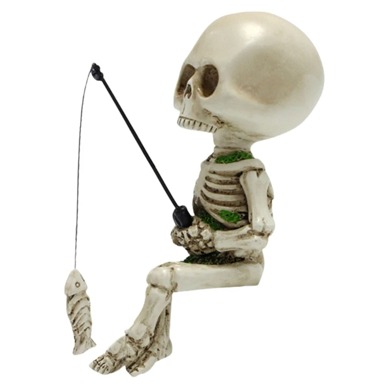 

Unique Artistic Skull Angler Resin Sculpture Weatherproof Garden Ornaments Outdoor Landscape Accent For Patios Poolside