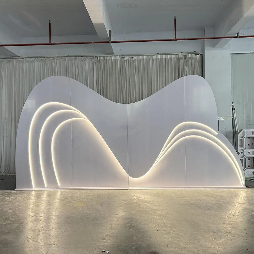 

New Design Wedding 3D White Pvc Carve for Wedding Events Backdrop with LED