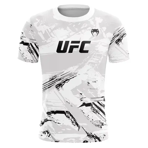 Novo masculino ufc moda manga curta ginásio correndo em torno do pescoço camiseta mma treinamento exercício ginásio esporte topos leve jogador camisa