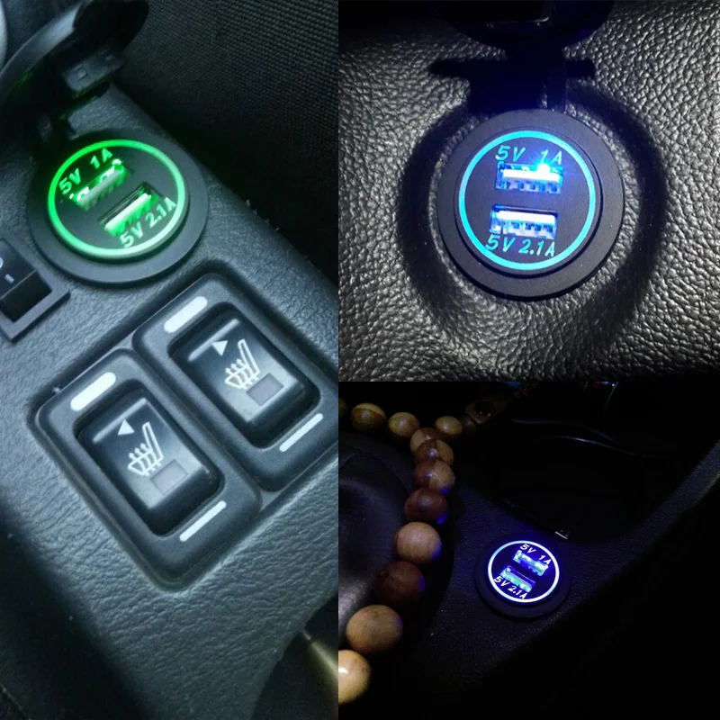 4.2A Dual USB Car Motorcycle Cigarette Lighter Dual USB Charger 12V-24V Car Moto Cigarette Lighter Sockets Power Plug Outlet LED