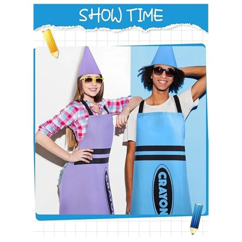 Colorful Crayon Themed Gnome Set Fancy Dress Cleaning Crayon Apron Art Craft Activity Funny Cosplay Dress-up