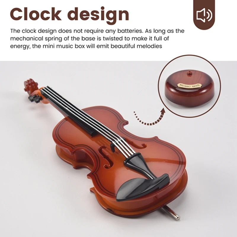 

【NEW】Violin Music Box, Rotating Musical Base, Classical Music Box Instrument, Gift For Boys Girls Birthday Christmas