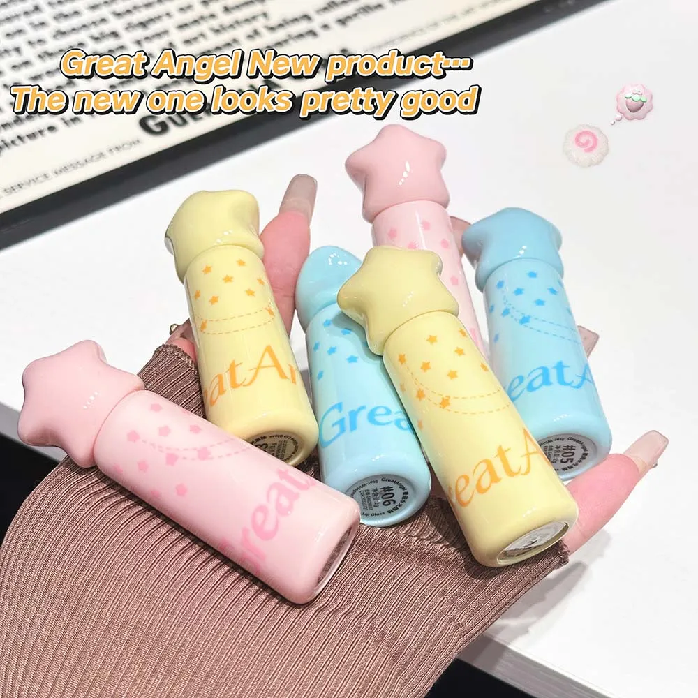GreatAngel Star Lip Gloss Mirror Shine Moisturizing Non-Sticky Dewy Plumping Lip Tint Long Lasting Glossy Korean Lip Makeup