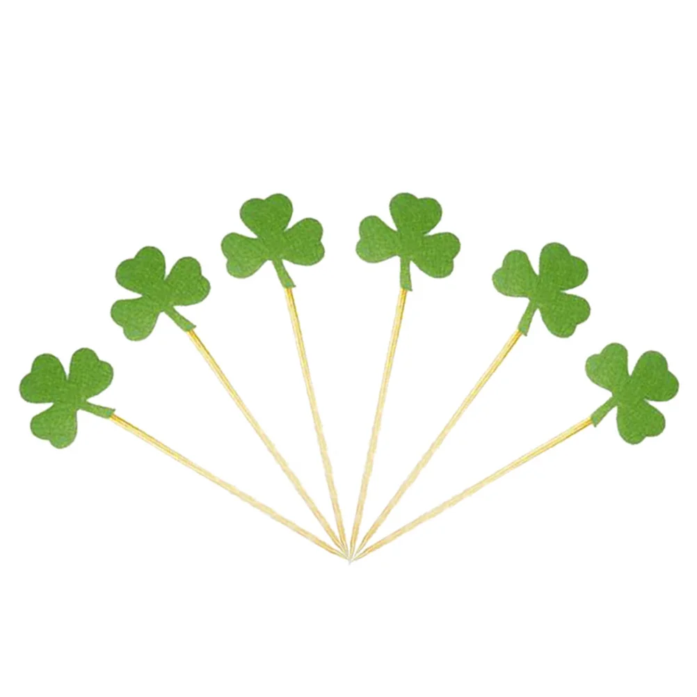 

7Pcs St Patricks Day Cake Topper Felt Clover Cupcake Picks Wedding Birthday Party Cake Decoration Inserted Cards