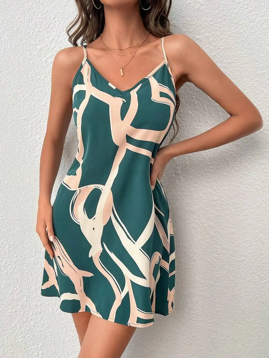 Womens Summer Abstract Print Cami Dress