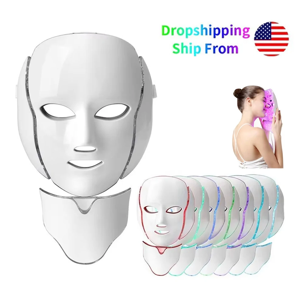 

7-цветная LED-маска для лица с массажером для шеи для салонов и домашнего использования