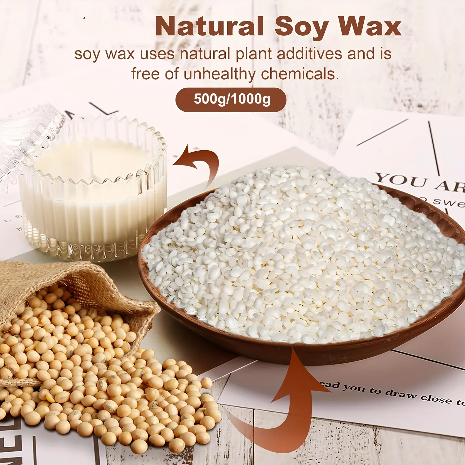 500/1000g bagged soya wax pellets, pure soya wax pellets,suitable as raw materials for making DIYscented candles, candle-making view 6