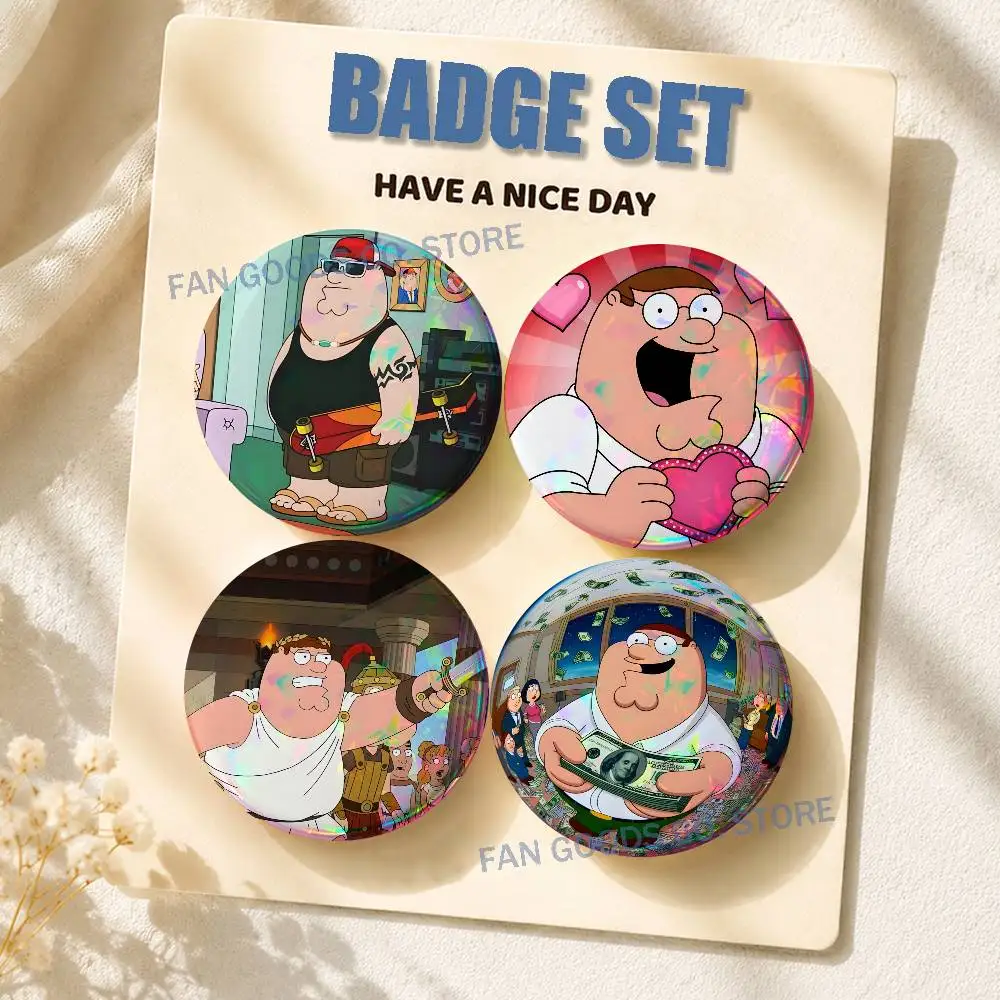Guy P-Peter GriffinS Brooches for Backpack Accessories 25,32,44,58,75mm Round Enamel Pins 2-piece set Cartoon Anime Badge