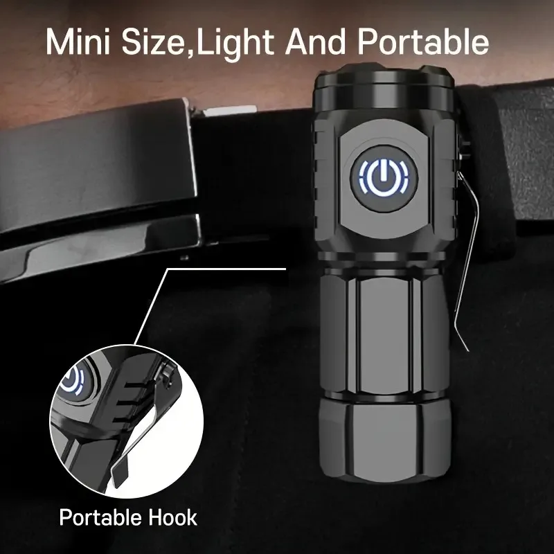 High Quality 3*SST20 LED Flashlight 18350 Super Bright Torch Rechargeable USB Light Waterproof with CAP CLIP for Hiking Camping