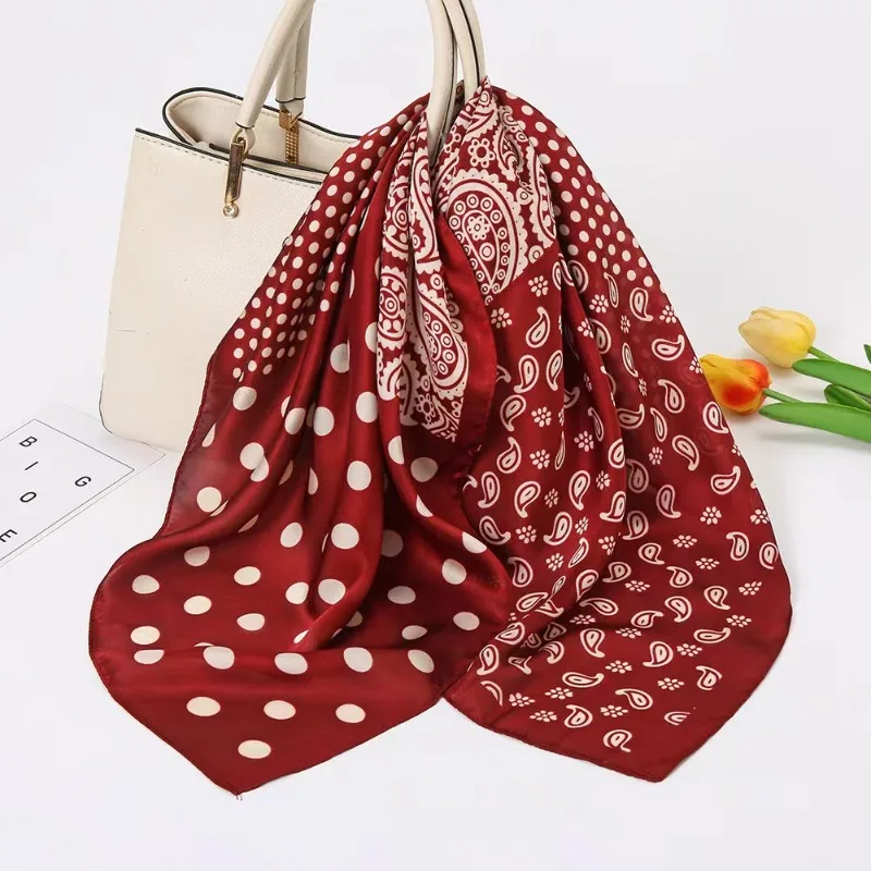 

68cm Polka Dot Cashew Printed Scarf for Women Spring Summer Thin Imitation Silk Scarf Trendy Versatile Shawl Headscarf Scarfs