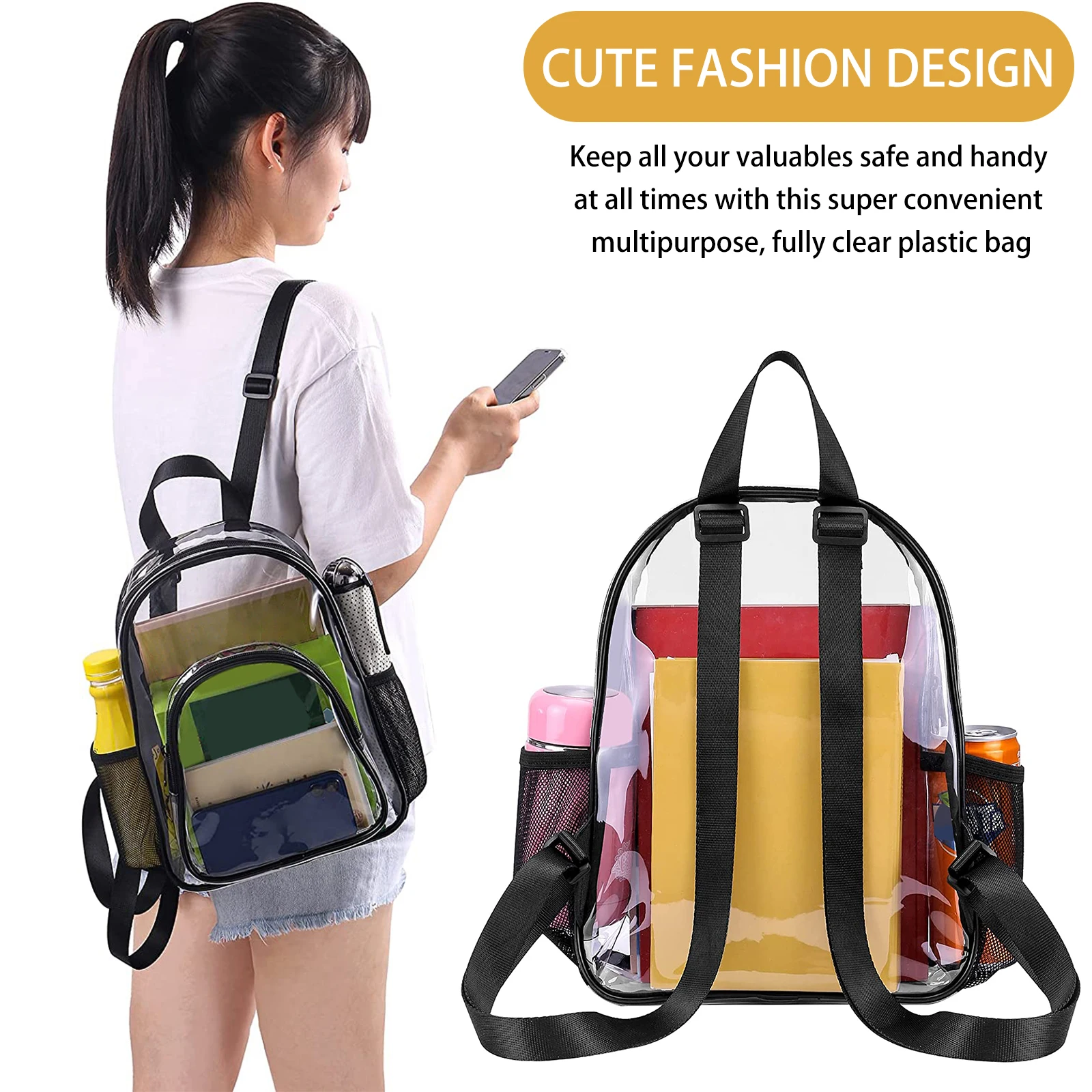 1-3Pcs PVC 투명 배낭 휴대용 야외 스포츠 피트니스 배낭 캐주얼 여행 보이는 배낭 핸드백