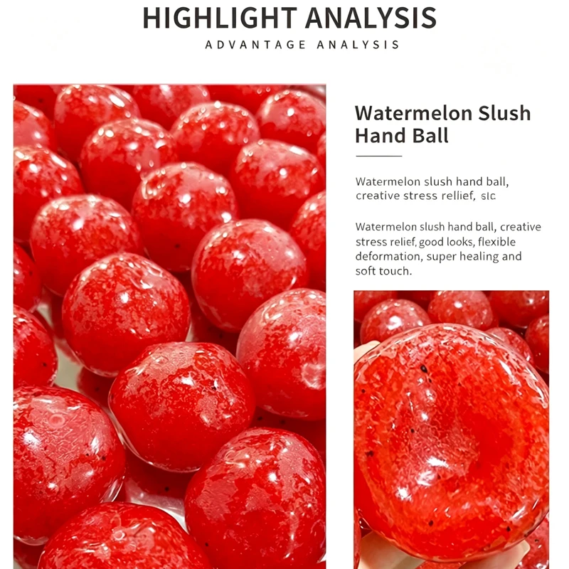 Soft Watermelon Slush Squeeze Ball DIY Handmade Squishy Toy Squeeze Ball Make Crunchy Sound Relaxing Fidget Stress Toy