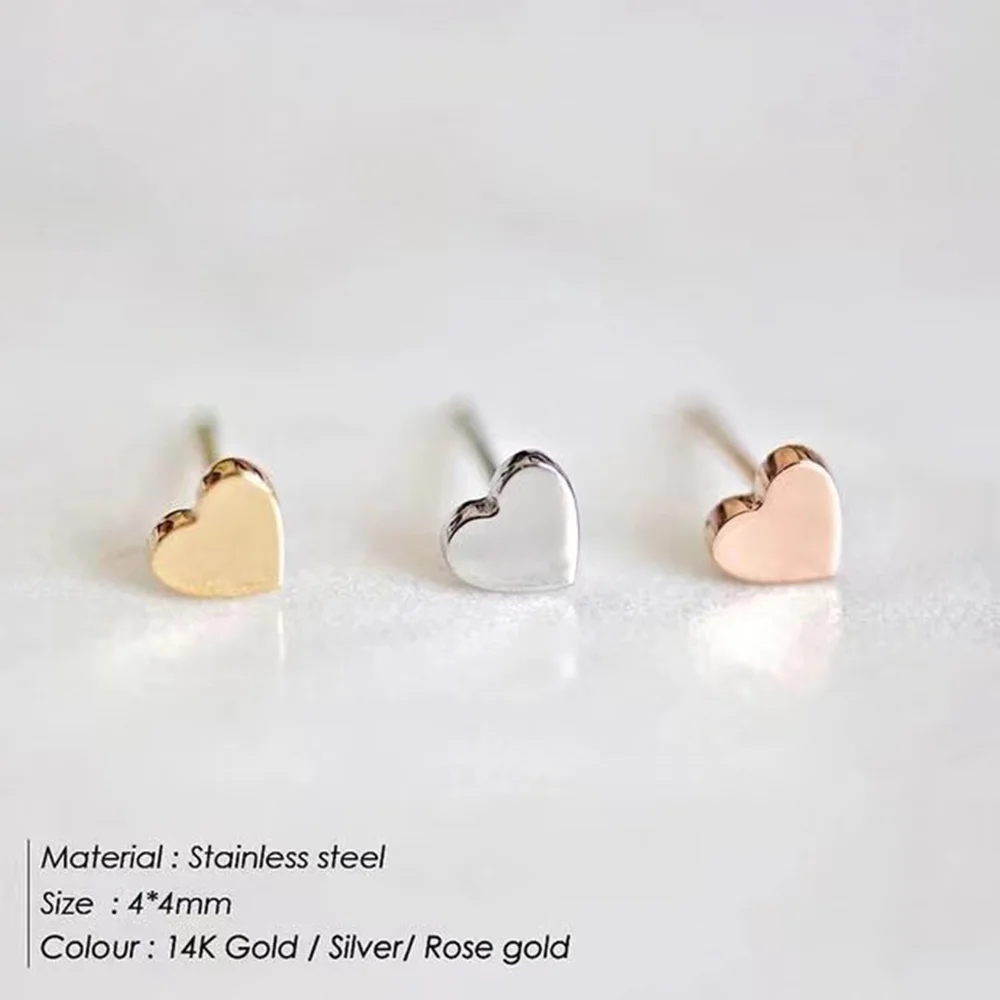 Small Heart Stainless Steel Stud Earrings for Women Girl Not Fade Gold Color Tiny Earrings Korea Fashion Jewelry Piercing Ear