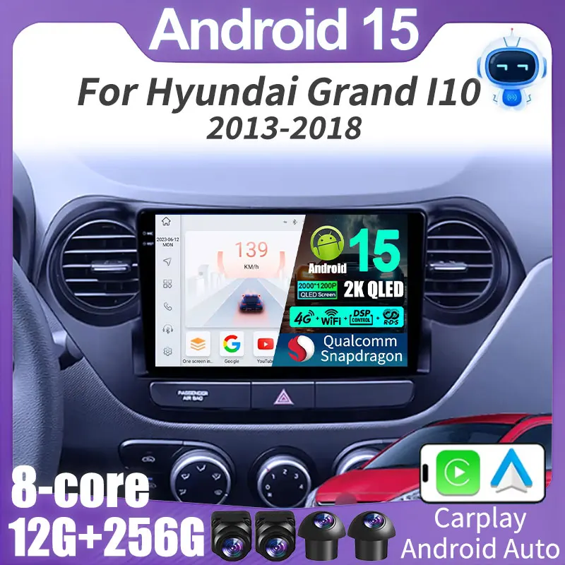

Автомобильный радиоприемник Android 15 для Hyundai Grand I10 2013-2018, мультимедийный плеер, 2Din, GPS-навигация, Carplay, стерео DVD, головное устройство, динамики