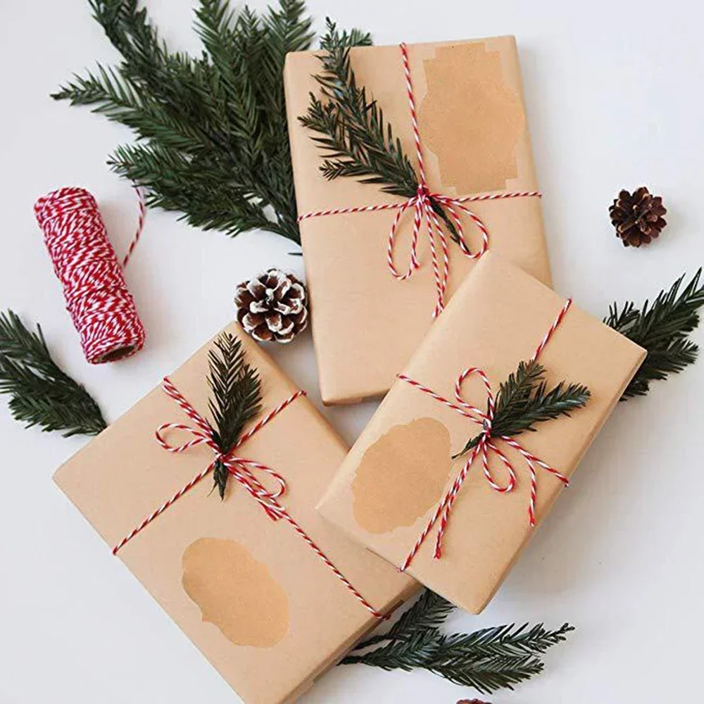 300pcs Kraft Paper Stickers 30x50mm - Blank Decorative DIY Labels for Baking Packaging & Crafts