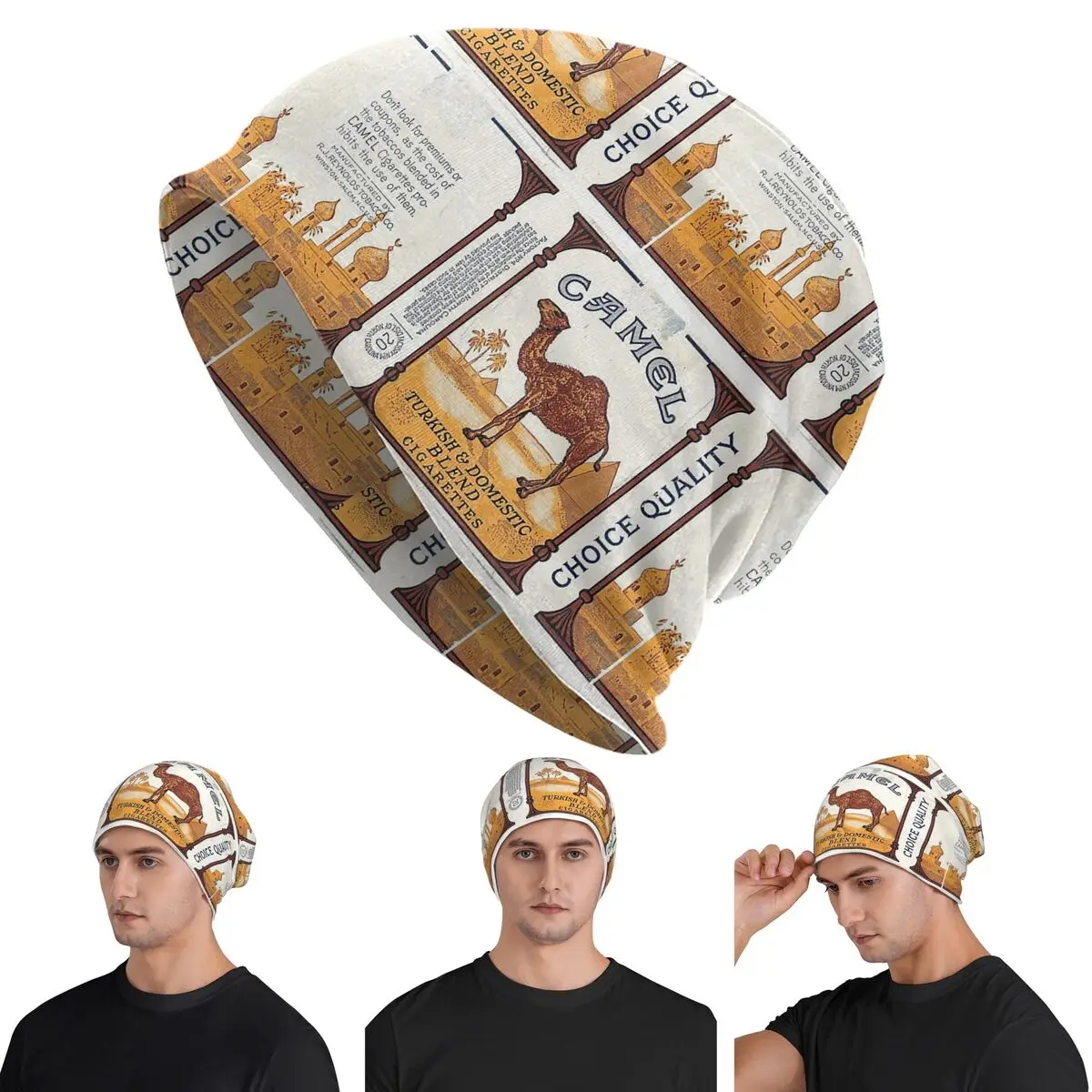 Vintage Camel Cigarette Pack Warm Knitted Cap Hip Hop Bonnet Hat Autumn Winter Outdoor Beanies Hats for Unisex Adult