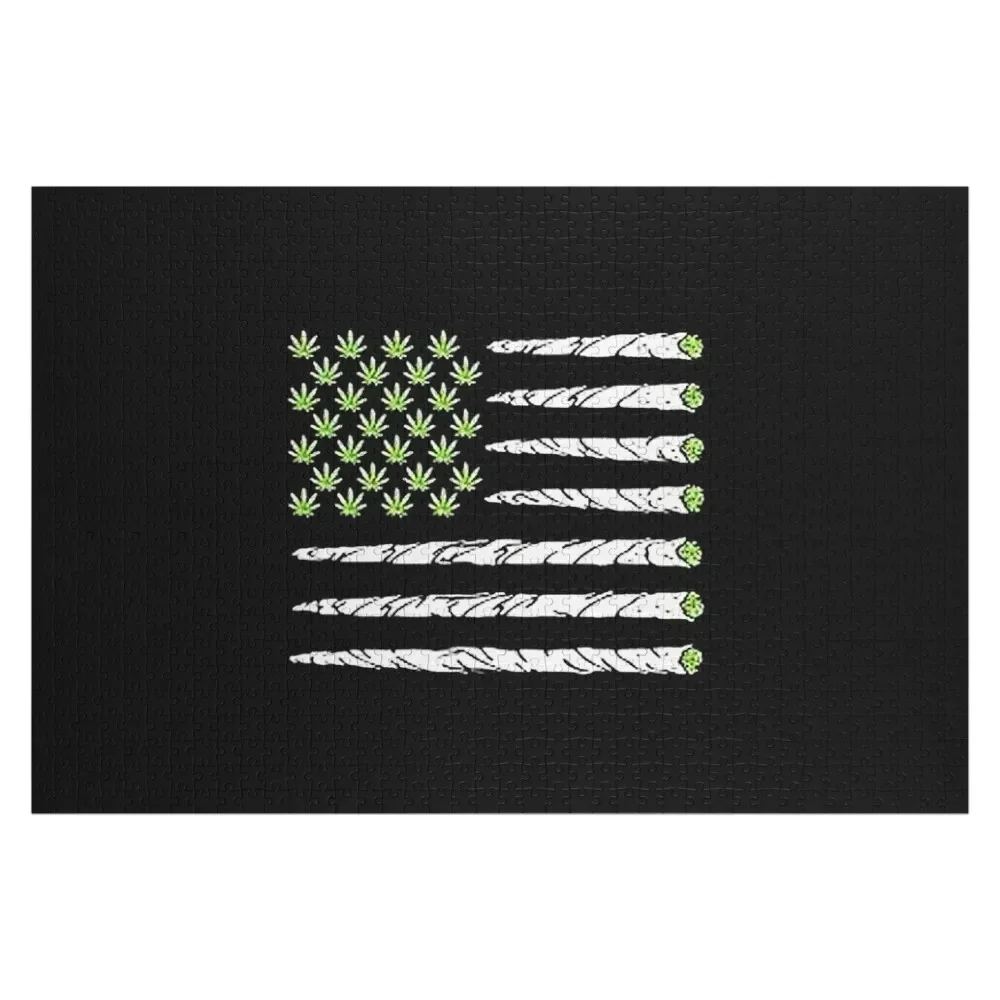 

Men's USA Weed Flag Jigsaw Puzzle Customized Toys For Kids Personalised Name Adult Wooden Puzzle