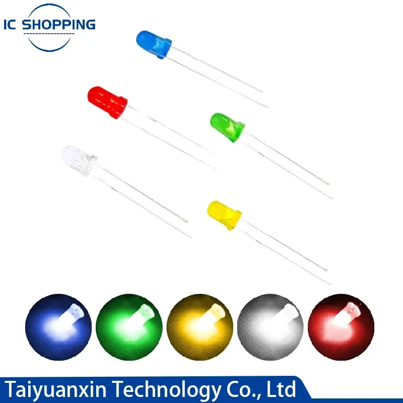 1000PCS Diameter 3mm 5mm LED Lamp Bead Bubble LED F3 F5 Red Green Yellow Blue White Straight Into The Whole Pack F3 F5 LED