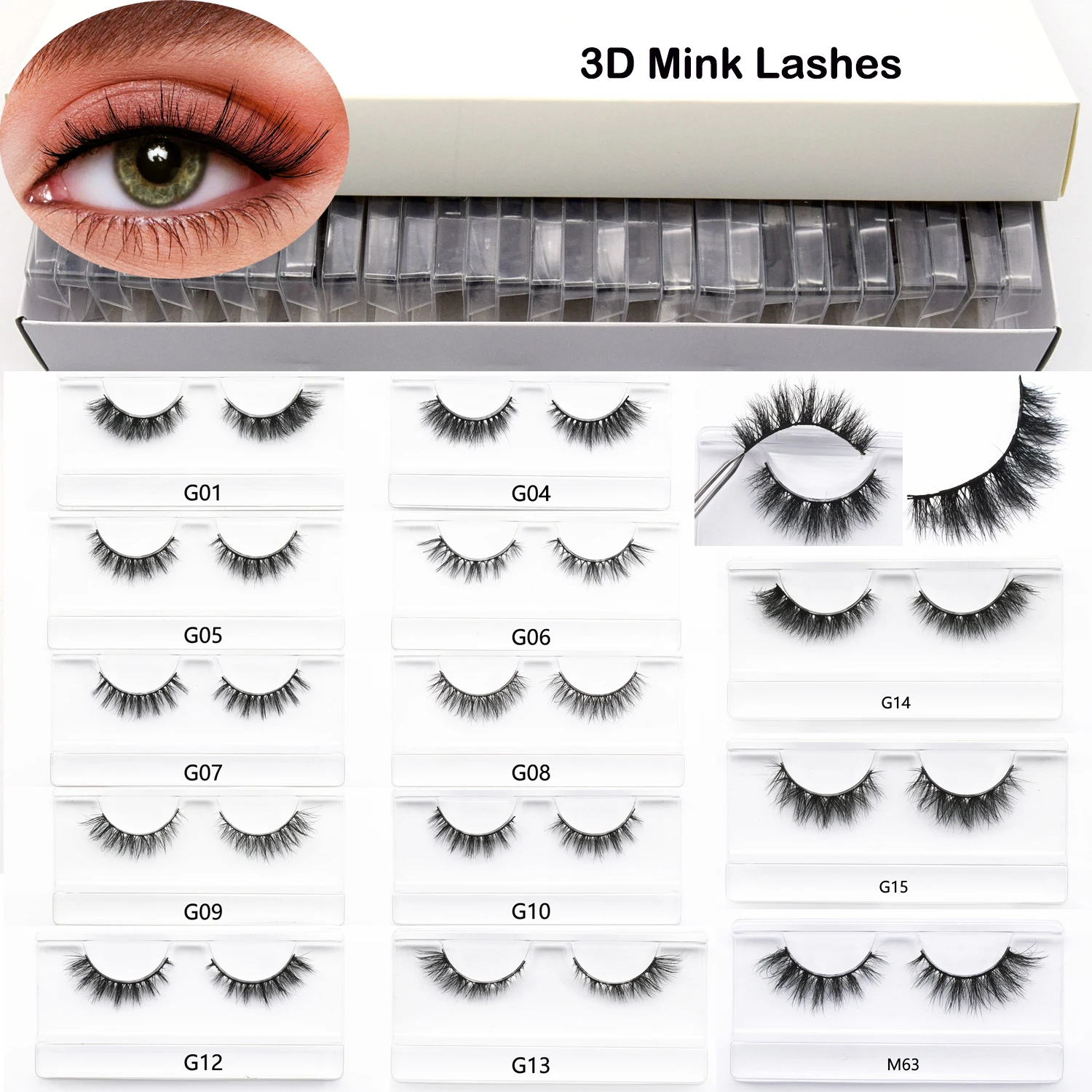 

30Pairs 3D Mink Lashes With Tray No Box Mink Lashes Short Natural Mink False Eyelashes Bulk Cruelty-free Makeup Lashes Extension