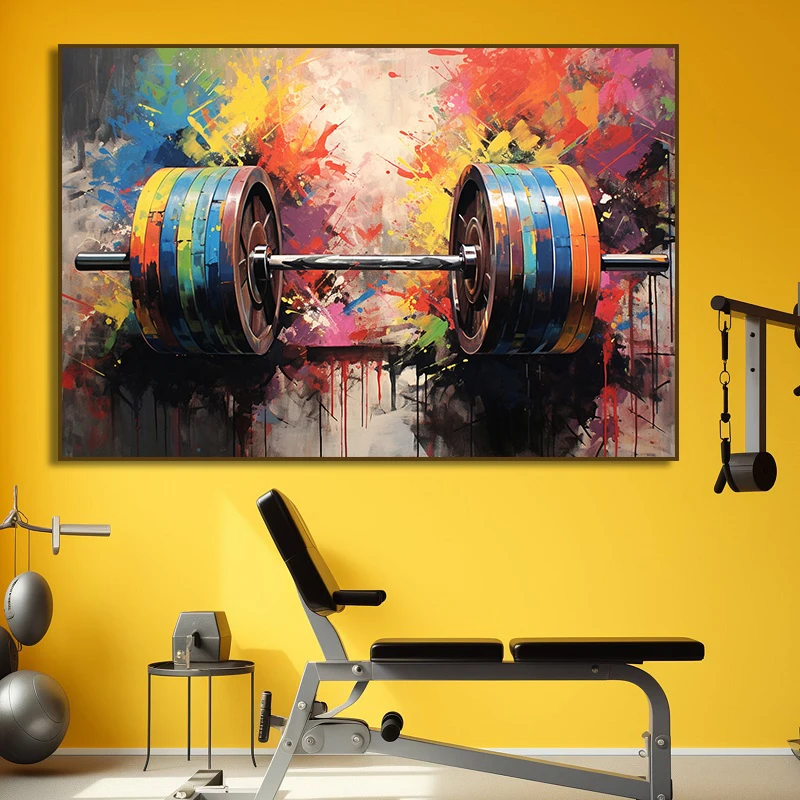 

Graffiti Barbell Canvas Painting Print Sport Motivational Wall Art Fitness Gym Decor Bodybuilding Poster Weightlifter Gift
