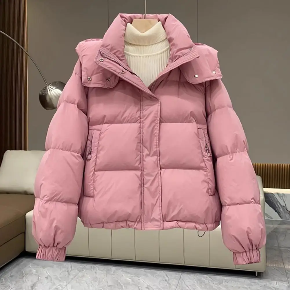 Moda coreana feminina parkas 2024 novo em algodão acolchoado jaqueta feminina gola curta engrossar pão casaco topos casaco de inverno