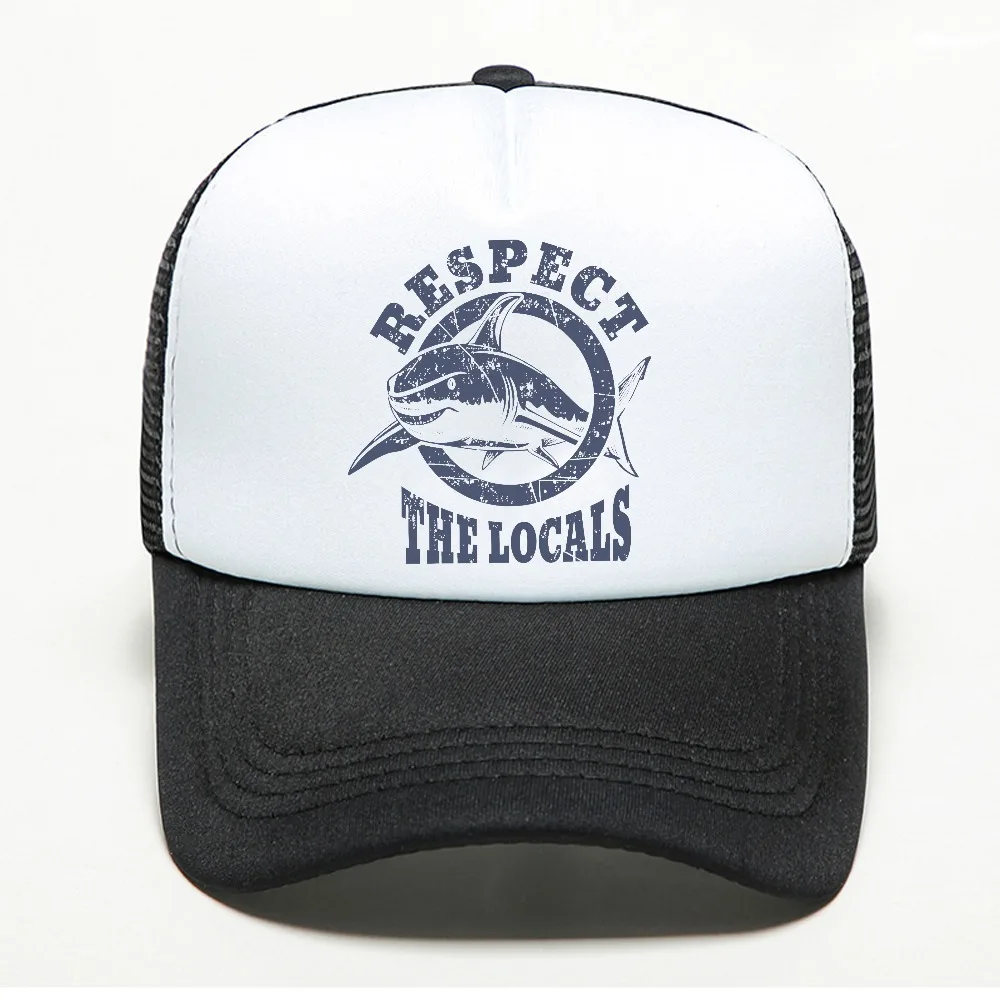 Dive Scuba Diving Newest  Respect The Locals baseball cap casual Vintage Shark breathable sun hat outdoor adjustable golf hats