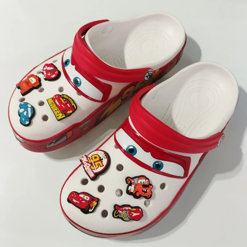 

New Disney Mcqueen Pix Cartoon Solid Color Waterproof And Non-Slip Hole Outdoor Sandals Casual Sandals Cartoon Series Gifts