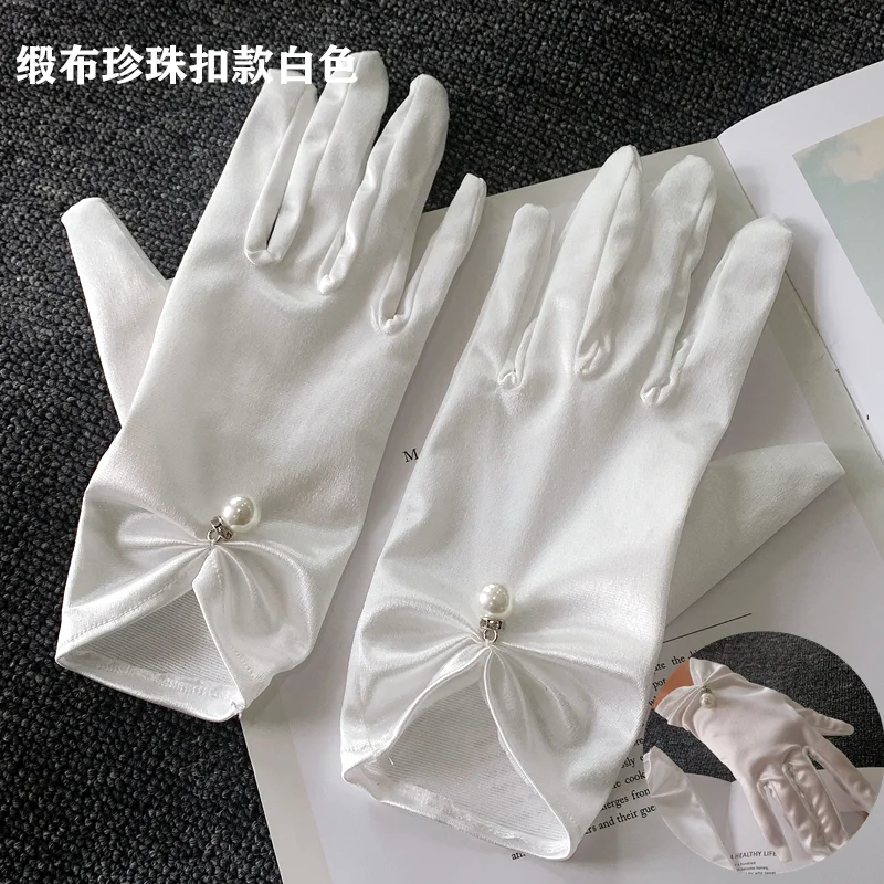 Women's Guantes Transparentes Black White Champagne Mesh Tulle Gloves Club Party Dancing Sheer Glove Bridal Wedding Satin Gloves