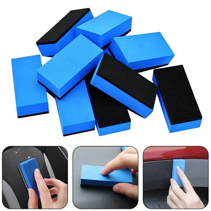 50pcs Car Ceramic Coating Sponge Applicator Universal Nano Coat Polishing Sponges Applicators with Cloth Pad Auto Cleaning Tool