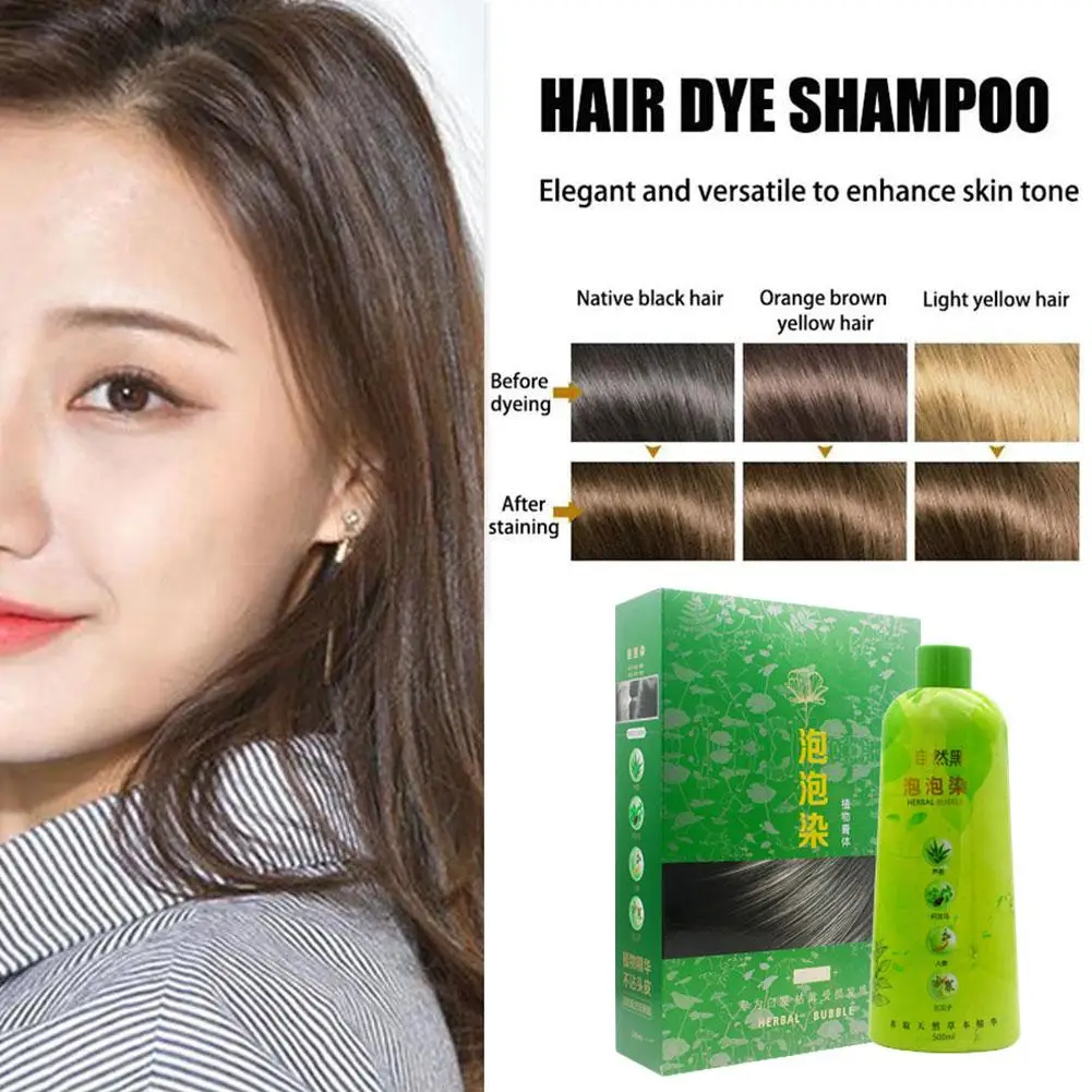 Brimless Shampoo 3 In 1 Black Hair Dye Coloring Shampoo Nourishes Long Lasting For Men Women Bubble Gray Hair Dye Shampoo 500ml